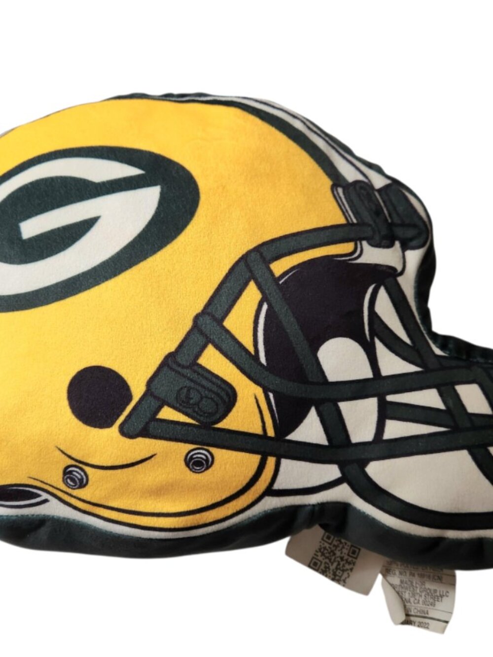 Green Bay Packers NFL Helmet Shaped Throw Pillow 15x11 Yellow Green White Black